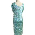 VTG Norma Kamali Iridescent Paillette Dress 1980s Mermaid Glam Disco Era S Green Photo 9