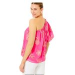 Lilly Pulitzer NWT Sarahleigh Silk Blend One Shoulder Top Pink Gold XS Relax Photo 1