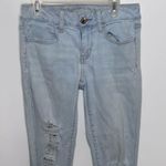 American Eagle  Women Super StretchX Blue Denim Ripped Jegging‎ jeans size 4 Photo 1