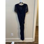 Betsy and Adam Betsy &‎ Adam Embellished-Sleeve Front-Slit Gown Size 4 Petite Navy Blue Photo 2