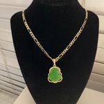 Plated Gold Green Buddha Pendant & Necklace Photo 0