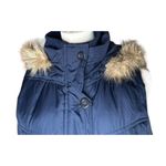 Faded Glory  Puffer Vest Womens Blue Faux Fur Trim Removable Hood Cinched Waist S Photo 2