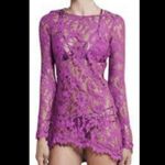 For Love & Lemons  Fuchsia Purple Lace Dress Womens S Sheer Bodycon Long Sleeve Photo 1