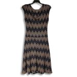 Enfocus Studio En Focus Dress Womens 8 Black Tan Chevron Sleeveless Midi Blouson Scoop Neck Photo 1