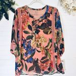 Gibson Latimer  Pantone Floral Lace Up Blouse Photo 0