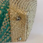 Turquoise Rattan Hand Bag. Boho Embellished Handmade Woven. Vintage. Vacation Green Photo 10