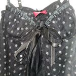 Victoria's Secret Victoria’s Secret Vintage Black Printed Tie Front Babydoll Lingerie Top 34B Photo 2