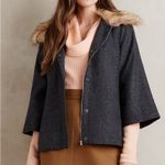 Anthropologie Elevenses Fur Collar Makena Herringbone Coat Size Small Photo 3