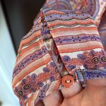 Ecru EUC Paisley Print Drawstring Hem Blouse Large Photo 4