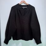 Karl Lagerfeld  Paris‎ Black Metallic Split Neck Lured Knit Holiday Sweater XL Photo 0