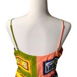 Farm Rio  Double Scarf Pastel Midi Dress Cut Out Womens Large Tropical Buttons Photo 8