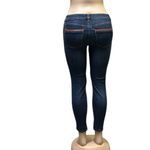 White House | Black Market Denim Brown Leather Accent Zip Ankle Blue Jeans 0 Photo 1