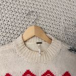 Free People  Red and White Heart Sweater Photo 3
