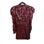 Jonathan Simkhai Metallic Vine Jacquard Mock Neck Puff Sleeve Cocktail Dress Red Size 4 Photo 3