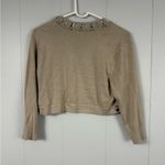 Cache  Vintage Y2K Tan Beaded Crop Cardigan Large Workwear Casual Old Money Photo 3