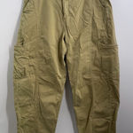 American Eagle stretch barrel leg cargo pants khaki olive tan size 10 Utility Photo 0