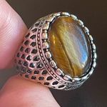 Natural tigers eye stone ring size 7.5 Silver Photo 4