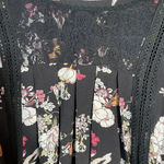 POL Women's Size Medium Floral Lace Details Boho Balloon Sleeve Black Mini Dress Photo 11