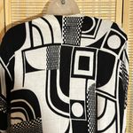 Berek Vintage 1990s Y2K Bl;ack White Geometric Shapes Cardigan Sweater Large Black Photo 11