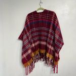 Jenni  Wine Oversized Plaid Topper Sz OS NWT Photo 8