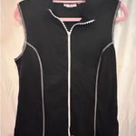 Quacker Factory  Black Zip Up Sleeveless Vest Top Size L Photo 0