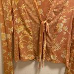 Free People  Mesh Floral Button Front V-Neck Bell Sleeve Blouse Size S Photo 2