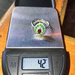 Natural Red Garnet Chrome Diopside Sterling Silver Ring Size 8 Photo 8