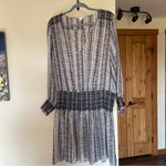 Club Monaco  Black and White Striped Semi Sheer Silk Flowy Coverup Mini Dress 12 Photo 8