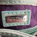 Pineda Covalin Bucket Handbag Purse Mariposa Butterfly Silk Jacquard & Leather Blue Photo 4