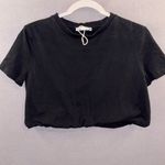 ZARA cropped short sleeve tshirt size small solid black cinched waist Photo 0