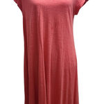 Eileen Fisher  Organic Cotton Hemp Blend V Neck Midi Dress Coral Size Medium Photo 0