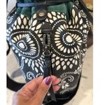 Lucky Brand Boho Canvas black white green suede Drawstring Backpack office bag Photo 4