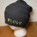 #LOVE Hat Beanie Knit Womens One Size Gray Slouchy Winter Embroidered Warm Photo 0