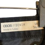 ASOS  Black Cotton Blend Raw Hem Wide Leg Denim Jeans Women Sz 4 Photo 7