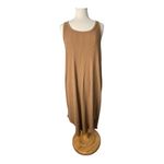 Aerie  Ribbed Tank Dress Casual Sleeveless Midi Dress‎ Camel Brown Women Size XL Photo 1