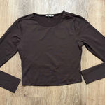 LILY LOVES | Women's Brown Long Sleeve Crop Smoothing Fitted Crop Top, Size XS Photo 0