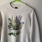 Vintage 90s Sweatshirt Womens Medium Wildflower Floral Cottage Pullover USA White Photo 1