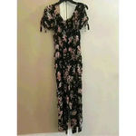 Xhilaration  Black Floral Short‎ Sleeve Jumpsuit Small Photo 4