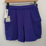 Aritzia TNA XS NEW Cozy Fleece Cargo Shorts Electric Purple Comfy Lounge Photo 0