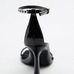 ZARA NEW  CHAIN TRIM HEELED SANDALS SHOES‎ THIN STRAP WOMENS SIZE 41 US 10 Photo 4