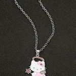 Hello Kitty Officially Licensed Charm Rhinestone Necklace Silver Chain Photo 1