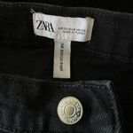 ZARA SZ 6 The Disco Pant Jeans Mid-Rise Frayed Hems Zip-Fly Bootcut Black Womens Photo 6
