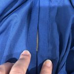 VINTAGE Victor Costa Blue‎ Ruffle Dress Sz 10 Long Sleeve Nylon Tie Belt Blue Photo 10