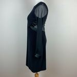 Vintage Late Edition Dress 10 Sheath Black LBD Sheer Mesh Long Sleeve Stretch Photo 7