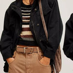 Free People  Arya Cargo Utility Jacket in Black Oversized Size XL Grunge 90s Photo 0