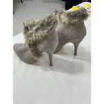 Womans Colin Stewart Taupe Suede Stiletto Heel Ankle Boot 8.5 B Faux Fur Tan Photo 2