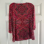 Charter Club Womens V-Neck Red Paisley Tunic Dress With 3/4 Sleeves Photo 2