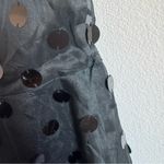 Theia Black Polka Dot Sequin Midi Dress Size: 4 Photo 8