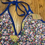 NWT Boden Como String Halter Top Floral paisley azure tiger one piece swimsuit Blue Size 16 Photo 3