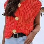 SheIn Red Knit Sweater Vest Top Photo 0